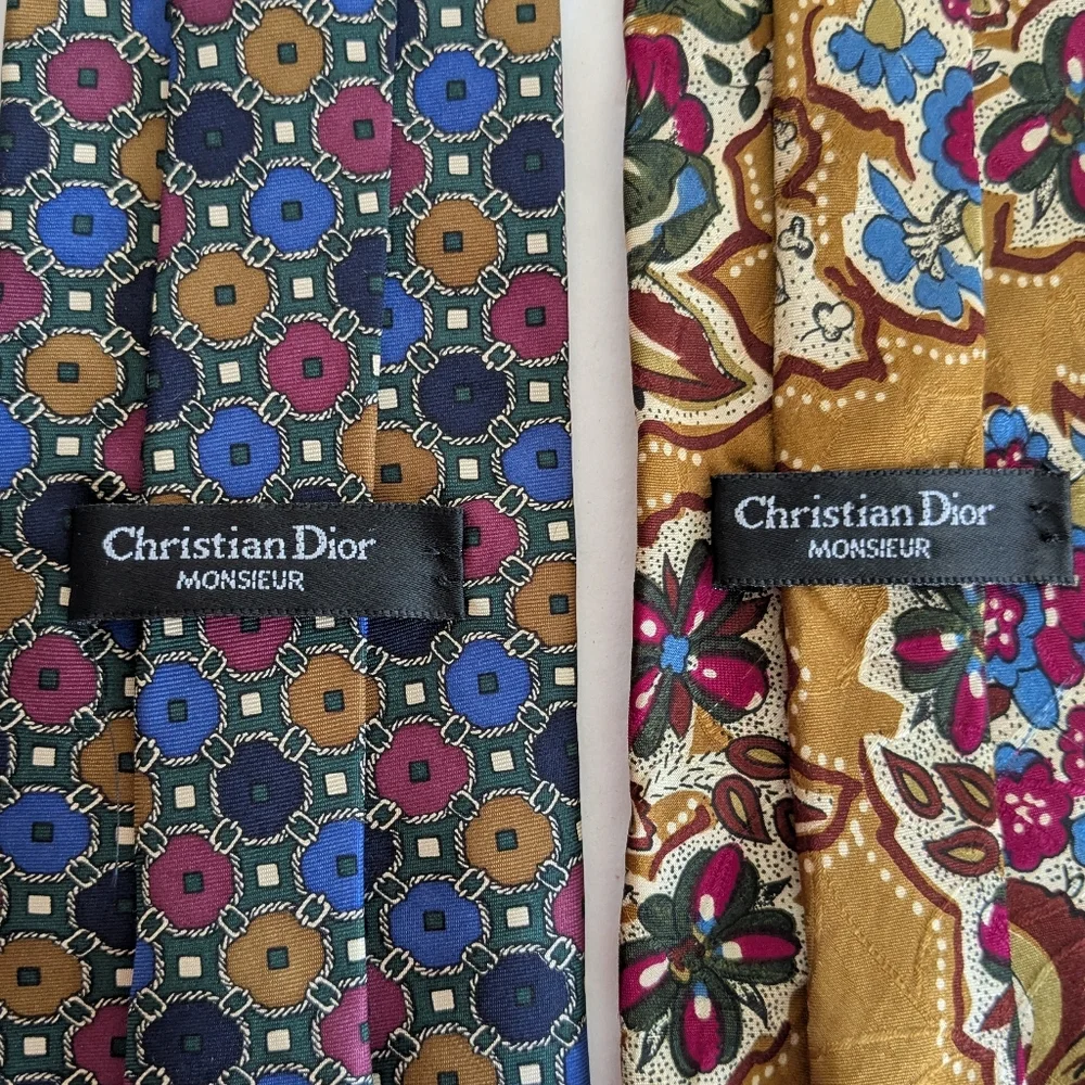 Set Of 2 Christian Dior Silk Ties